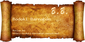 Bodoki Barnabás névjegykártya